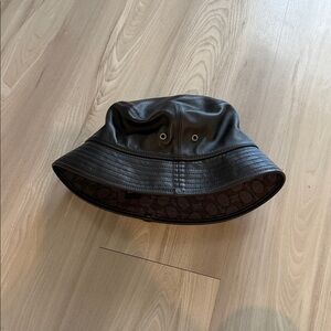 Coach Black Leather Bucket Hat